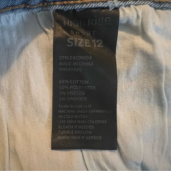 CopperFlash High Rise size 12 Blue Denim Distressed Shorts - Picture 4 of 4